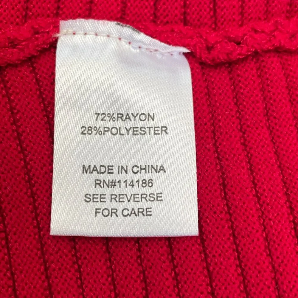 Peyton Primrose Red Ribbed Open Front Cardigan Sweater M